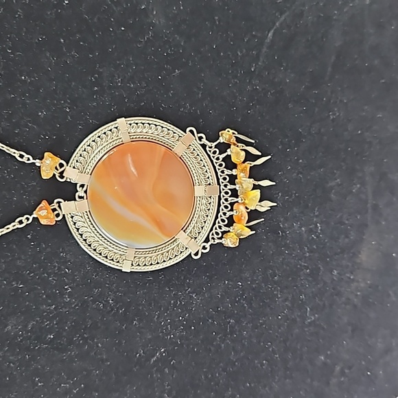 Earth Tone Boho Chic Silver Necklace - Picture 2 of 3